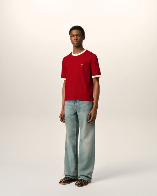 Camiseta Ami de Cœur de algodón rojo con contraste - Hombre - 6 - AMI Paris - Ami Paris