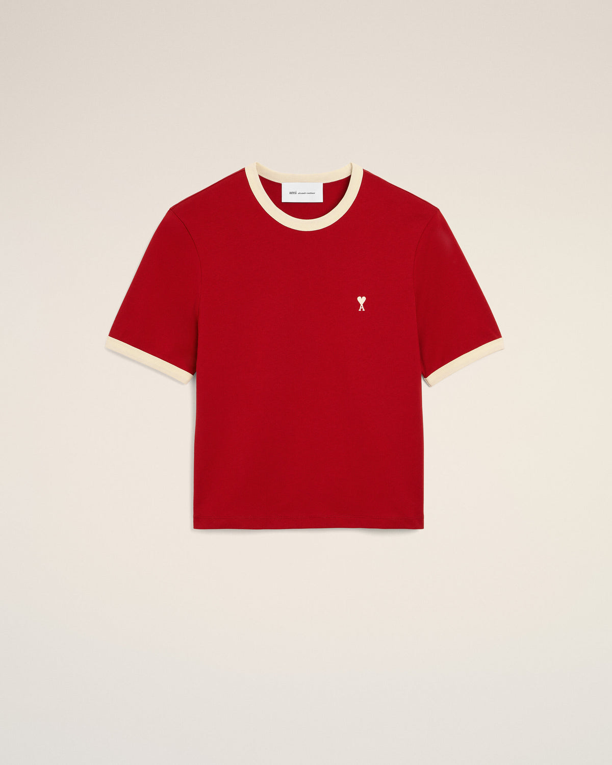 Camiseta Ami de Cœur de algodón rojo con contraste - 1