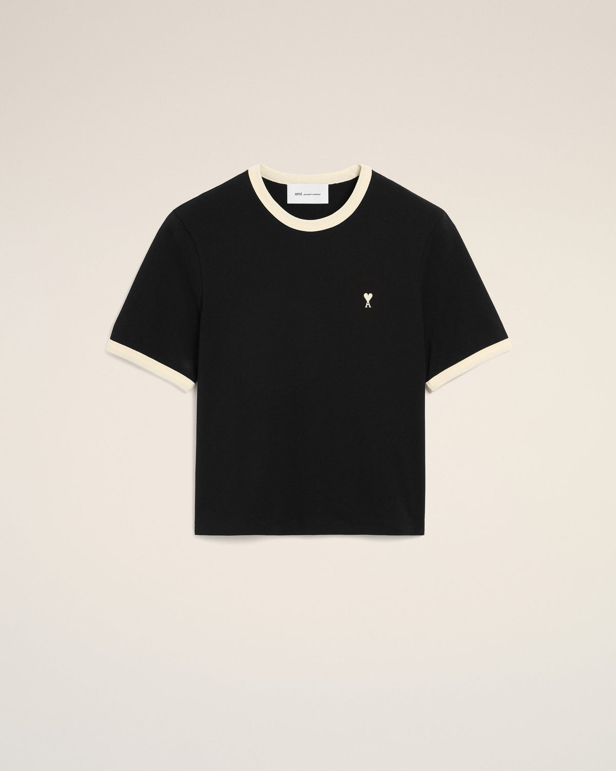 T-shirt Ami de Cœur in cotone nero a contrasto - 1