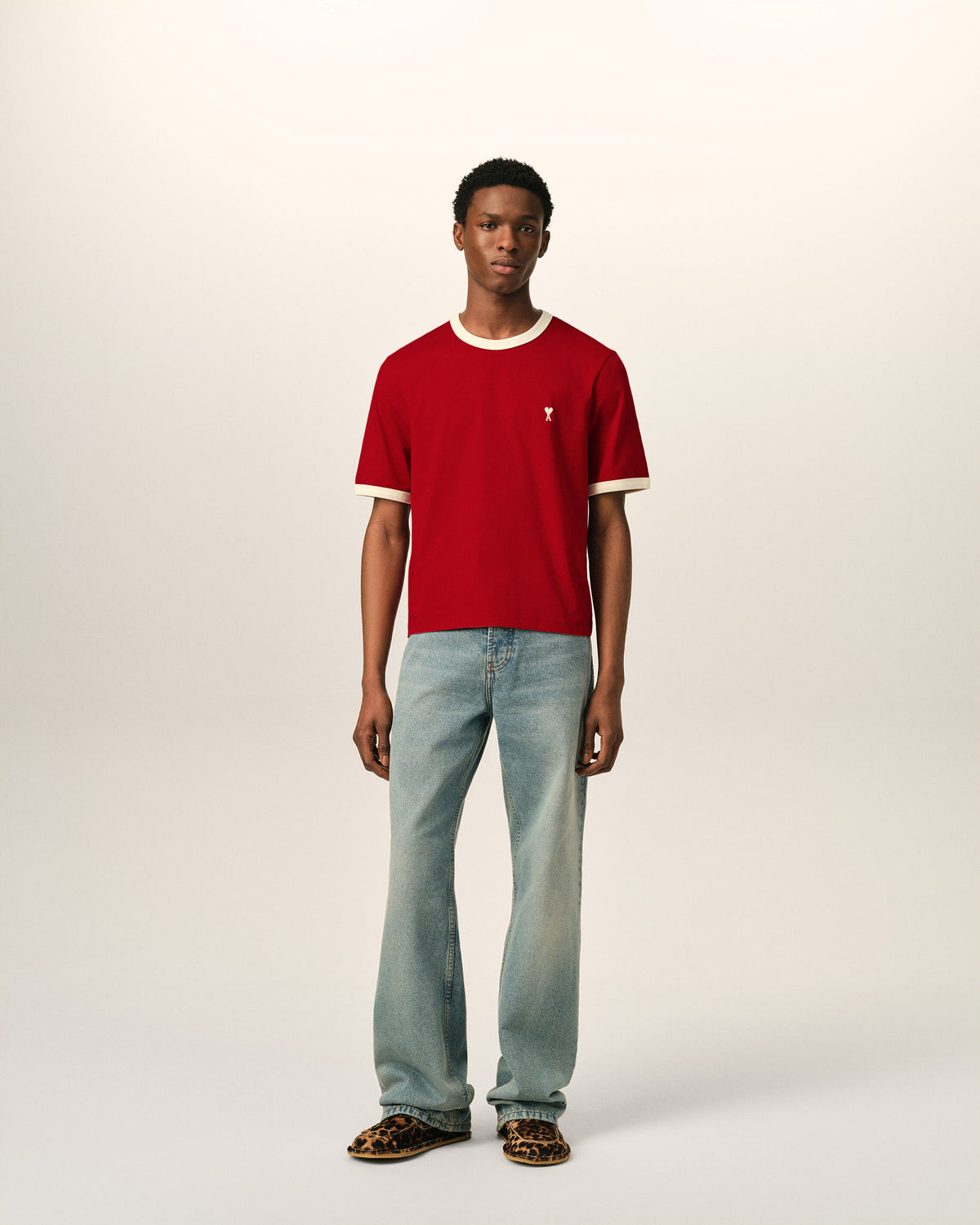 Camiseta Ami de Cœur de algodón rojo con contraste - 3