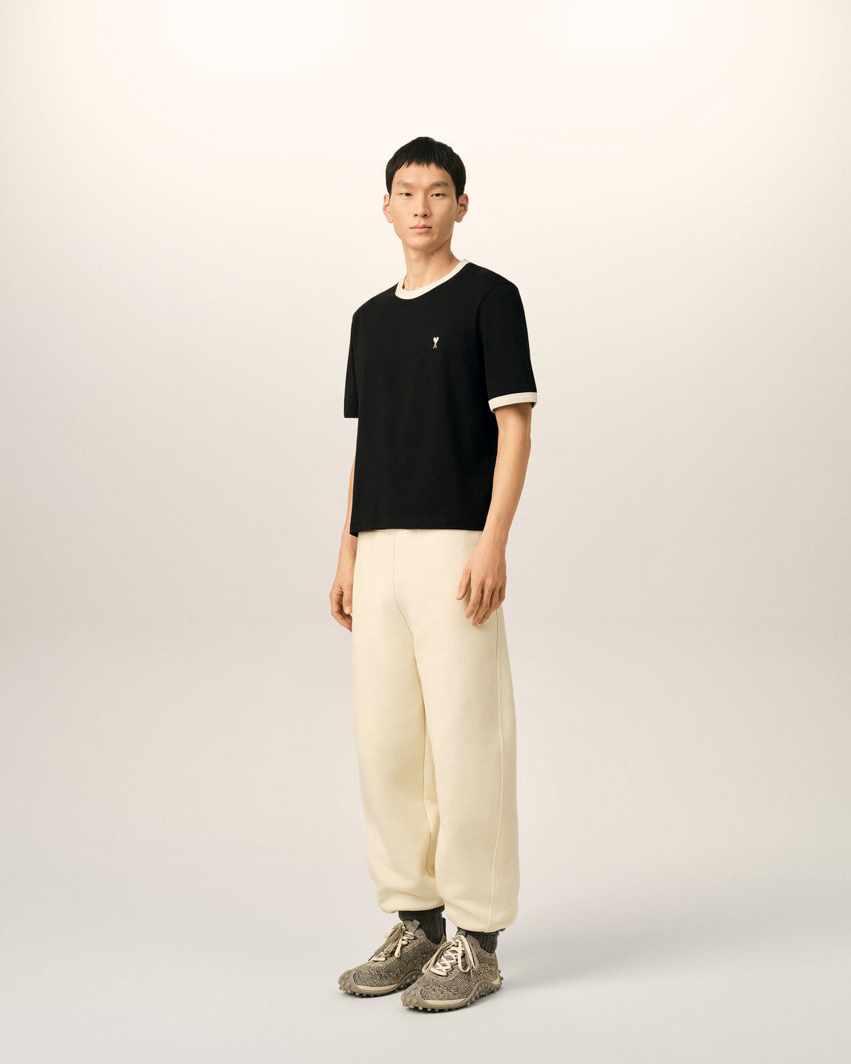 T-shirt Ami de Cœur in cotone nero a contrasto - 6