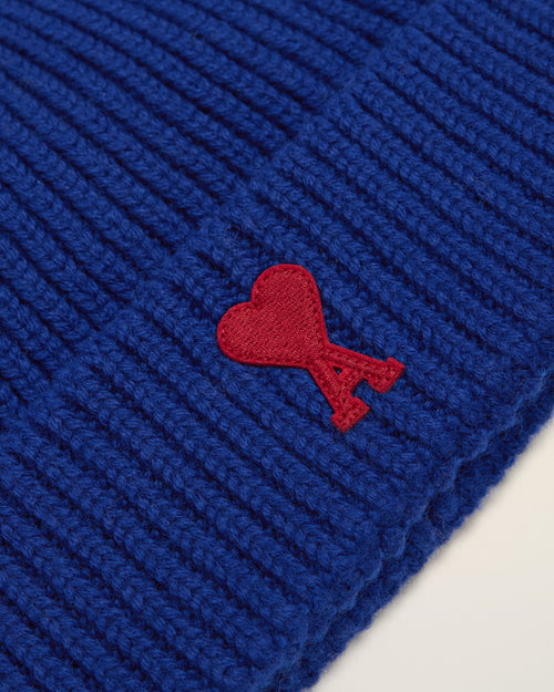 Blue wool beanie with Ami de Coeur - Man - 3 - AMI Paris - Ami Paris