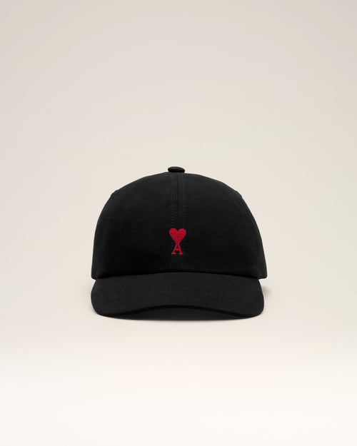 Black cotton cap with Ami de Coeur - Woman - 8 - AMI Paris - Ami Paris