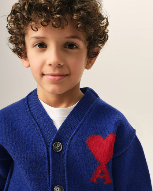 Cardigan bleu en laine Ami de Coeur - Homme - 3 - AMI Paris - Ami Paris