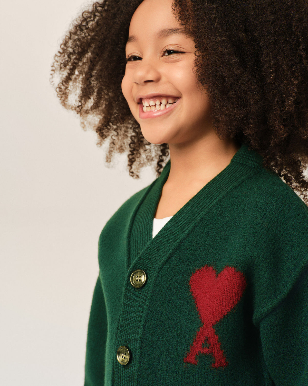 Green wool cardigan with Ami de Coeur - 7