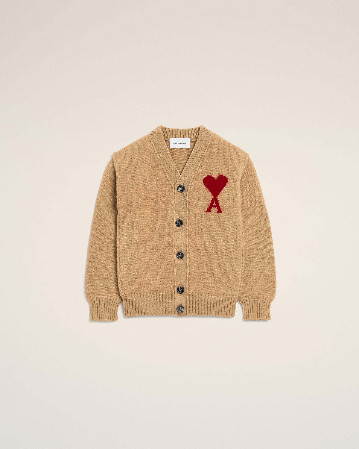 Brown wool cardigan with Ami de Coeur - 1