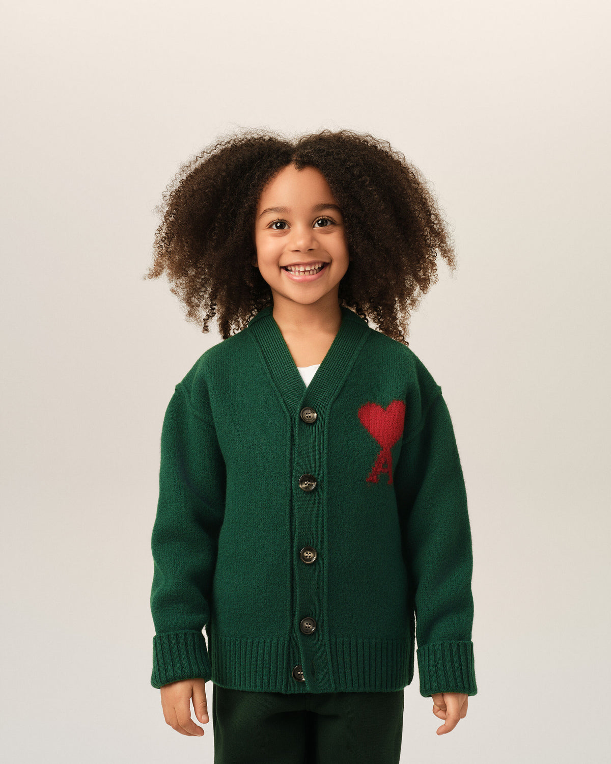 Green wool cardigan with Ami de Coeur - 6