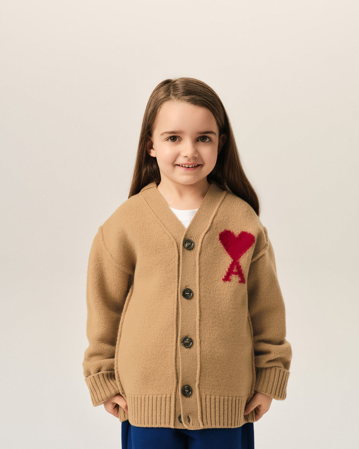 Brown wool cardigan with Ami de Coeur - 6