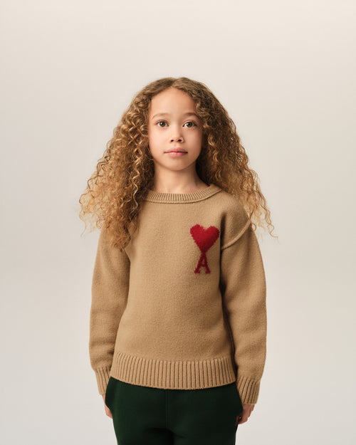 Pull Marron Col Rond Ami De Coeur En Laine - Femme - 6 - AMI Paris - Ami Paris