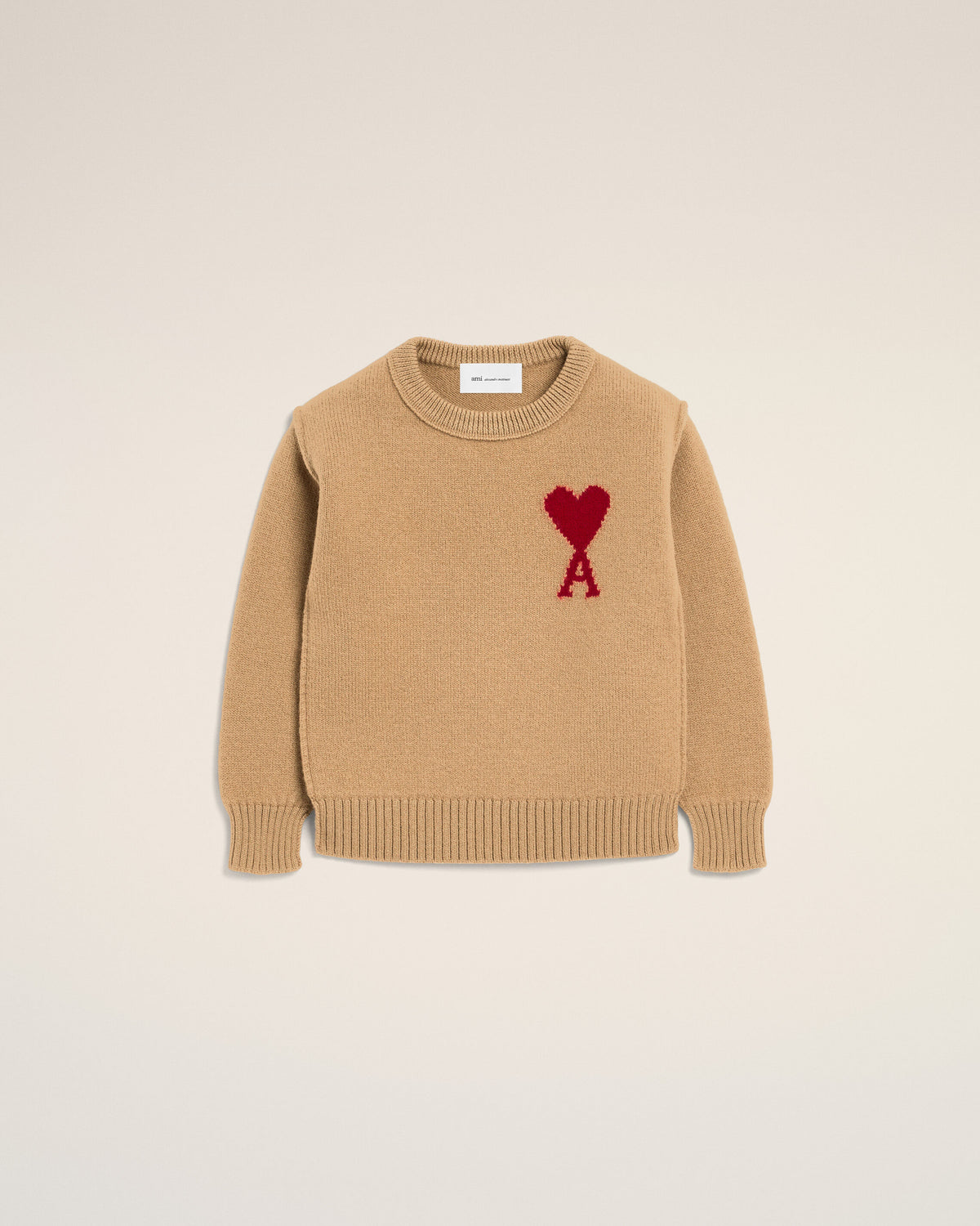 Pull Marron Col Rond Ami De Coeur En Laine - 1