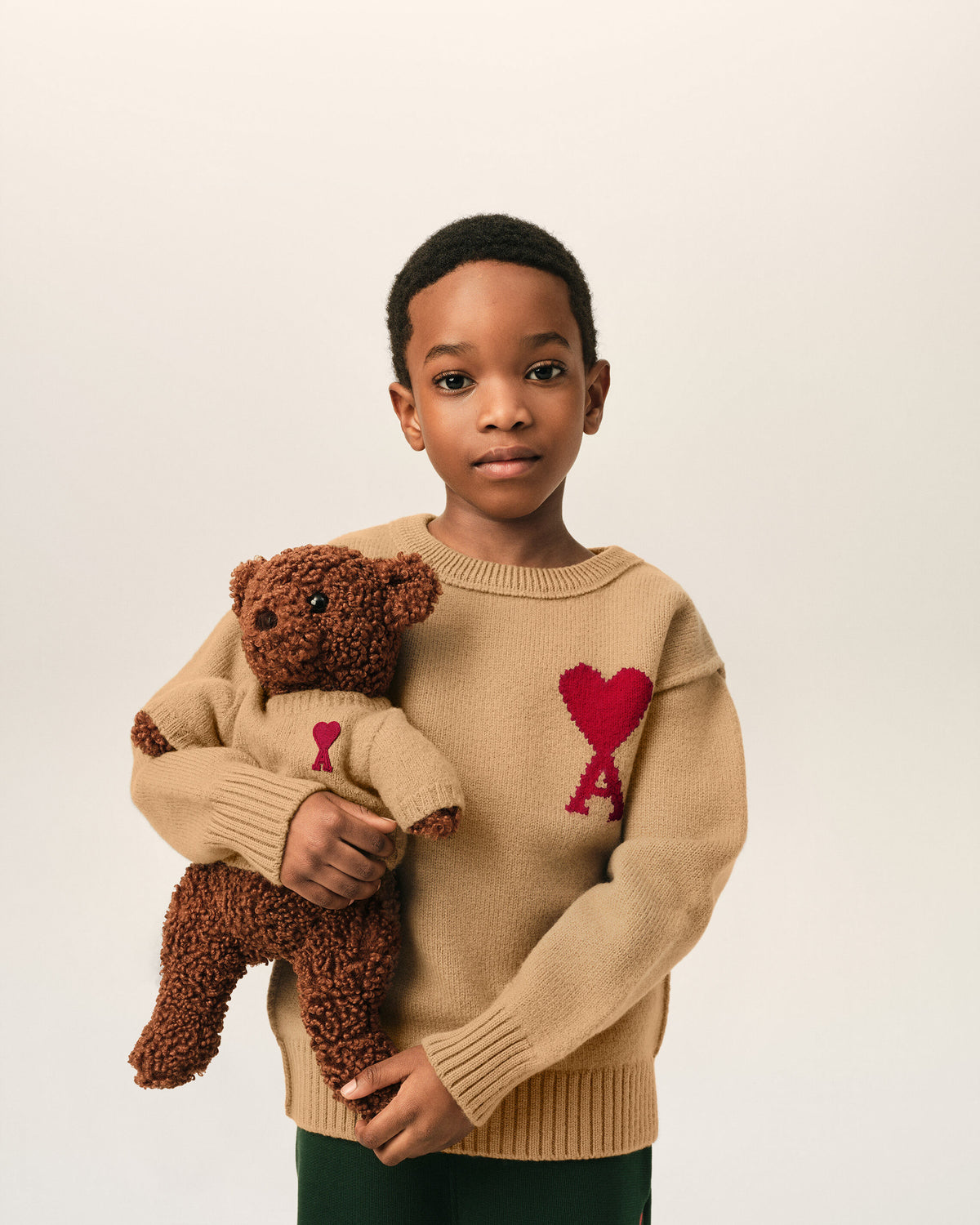 Pull Marron Col Rond Ami De Coeur En Laine - 2