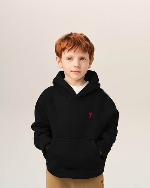 Black cotton hoodie with Ami de Coeur - 2 - Ami Paris