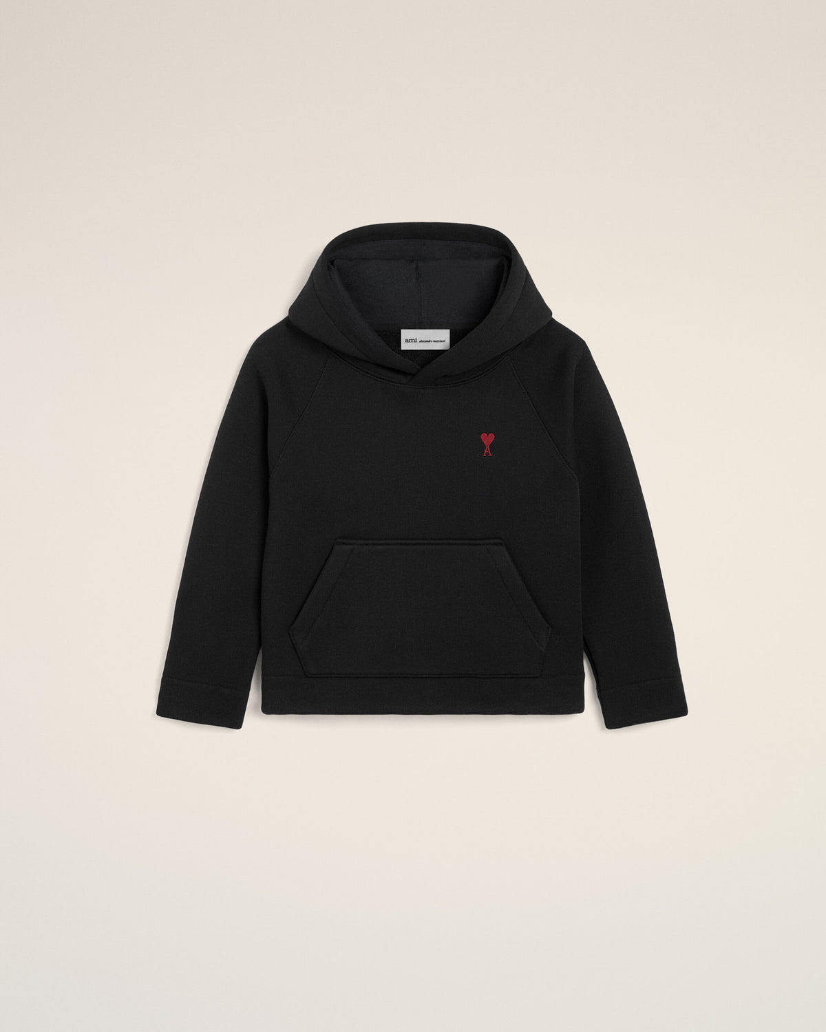 Black cotton hoodie with Ami de Coeur - 1