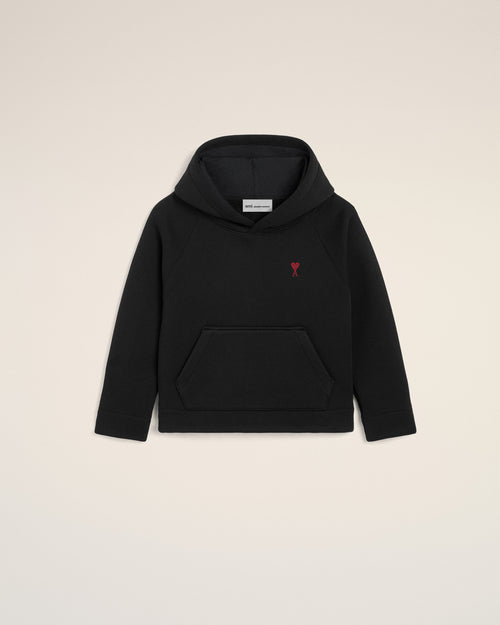 Black cotton hoodie with Ami de Coeur - Man - 1 - AMI Paris - Ami Paris