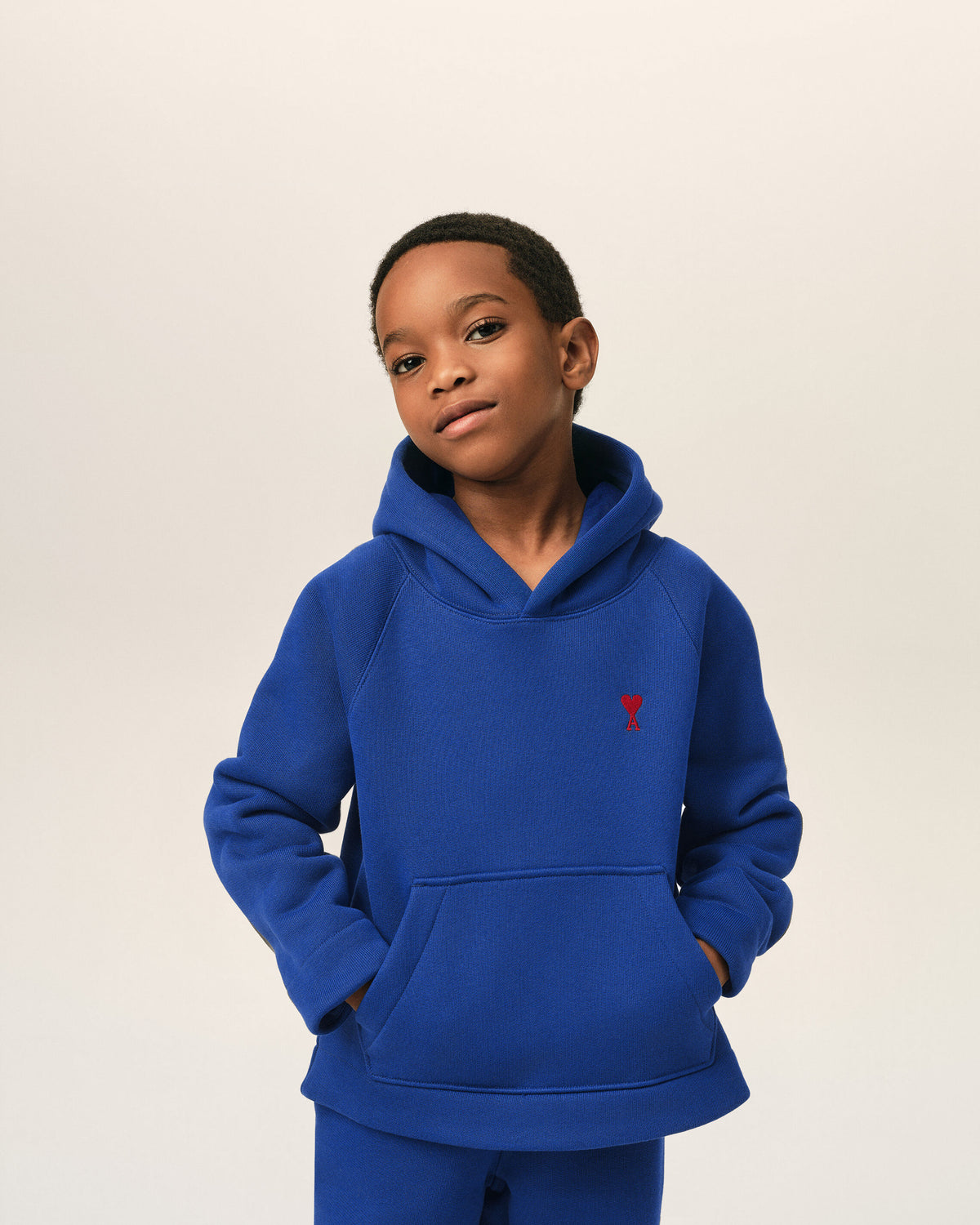 Blue cotton hoodie with Ami de Coeur - 2