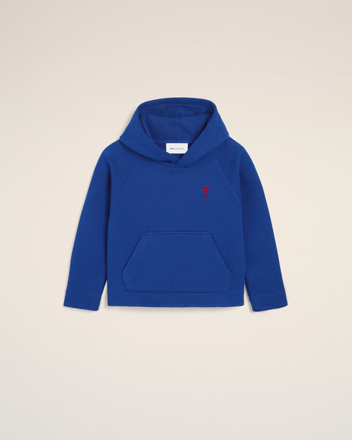 Blue cotton hoodie with Ami de Coeur - Man - 1 - AMI Paris - Ami Paris