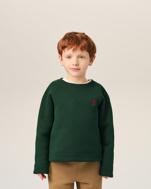 Green cotton sweatshirt with Ami de Coeur - 2 - Ami Paris