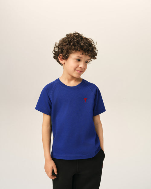 Blue cotton t-shirt with Ami de Coeur - 2 - Ami Paris