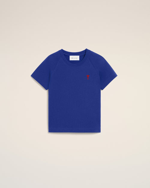 Blue cotton t-shirt with Ami de Coeur - 1 - Ami Paris