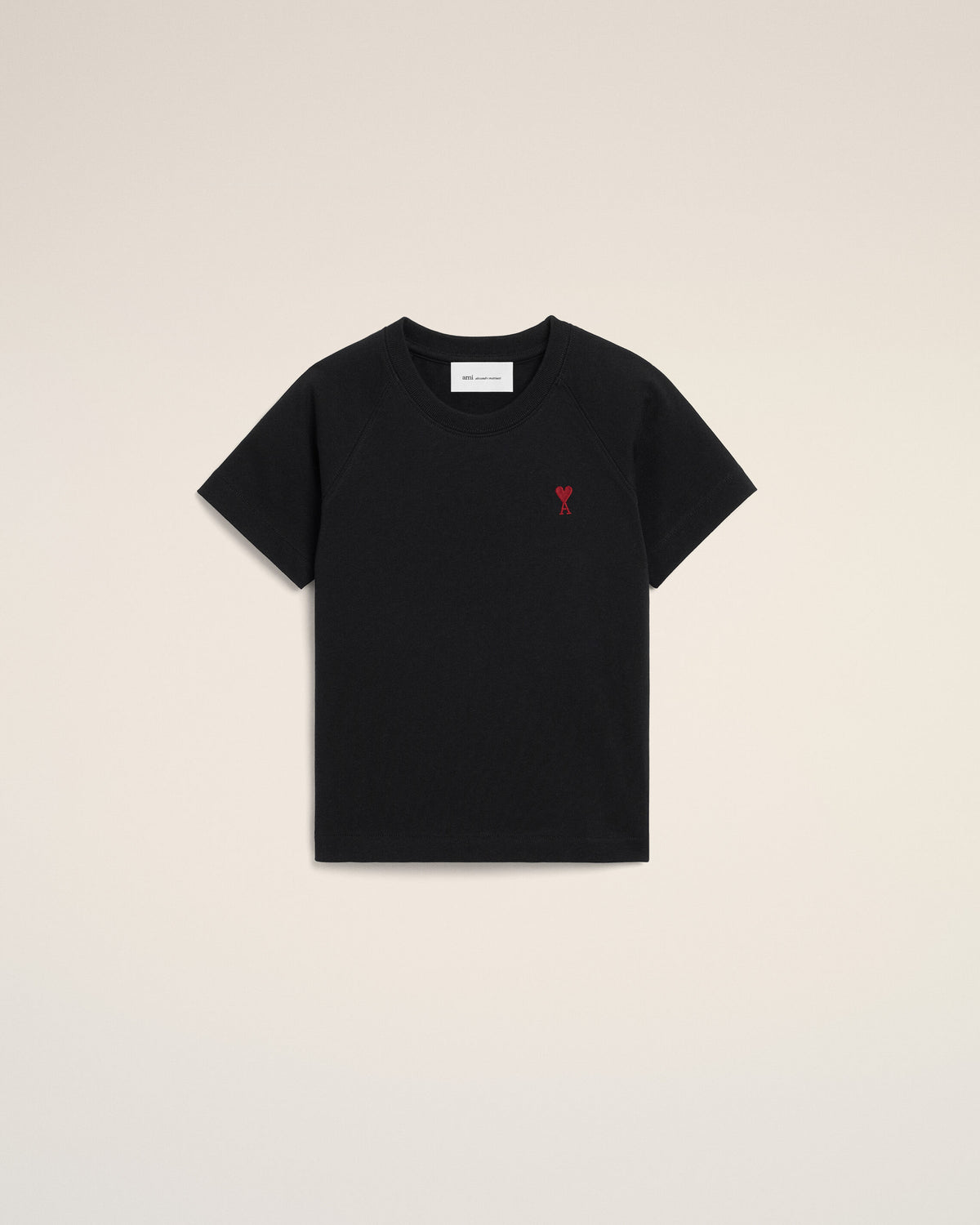 Black cotton t-shirt with Ami de Coeur - 1