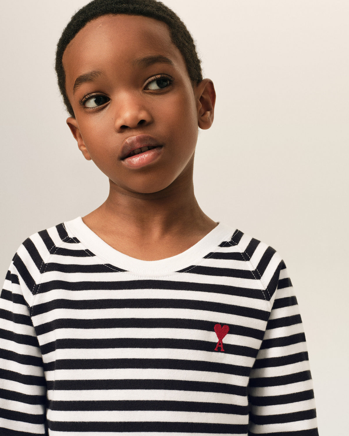 Black and white mariniere cotton t-shirt with Ami de Coeur - 3