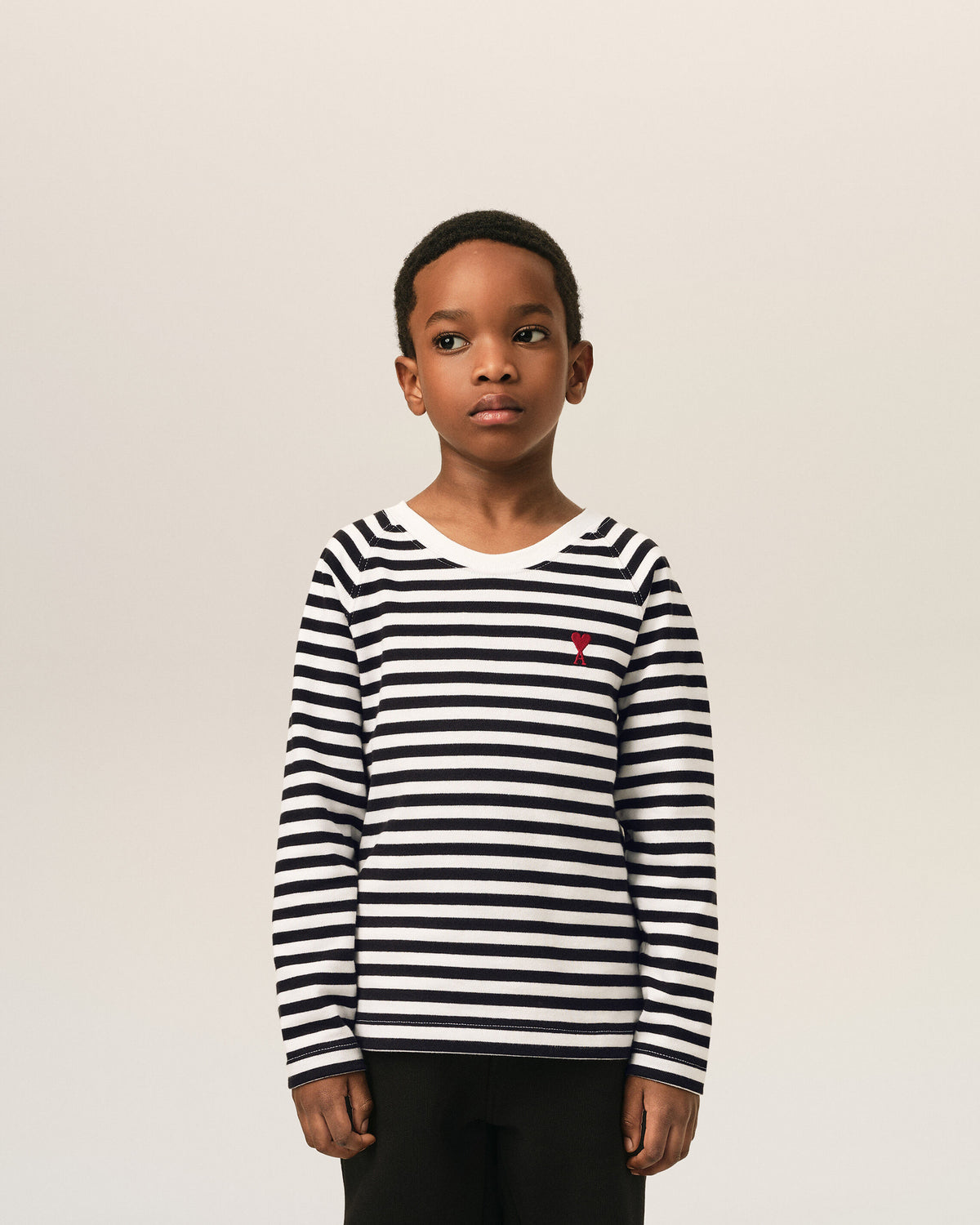 Black and white mariniere cotton t-shirt with Ami de Coeur - 2