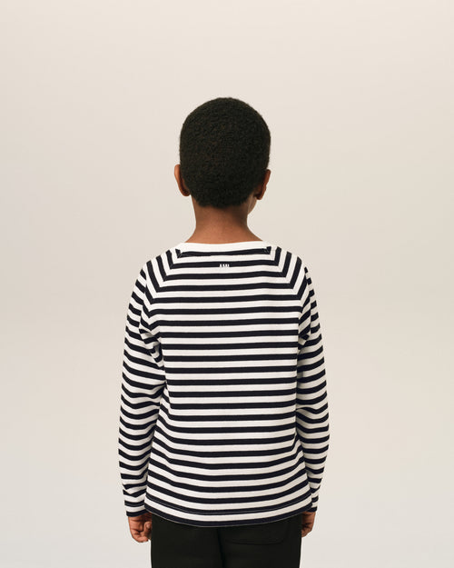 Black and white mariniere cotton t-shirt with Ami de Coeur - Man - 4 - AMI Paris - Ami Paris