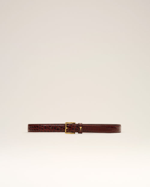 Ceinture Paris Paris crocodile marron 25mm en cuir de veau - Homme - 1 - AMI Paris - Ami Paris