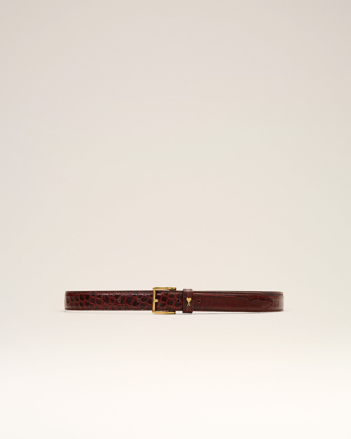 Ceinture Paris Paris crocodile marron 25mm en cuir de veau - 3
