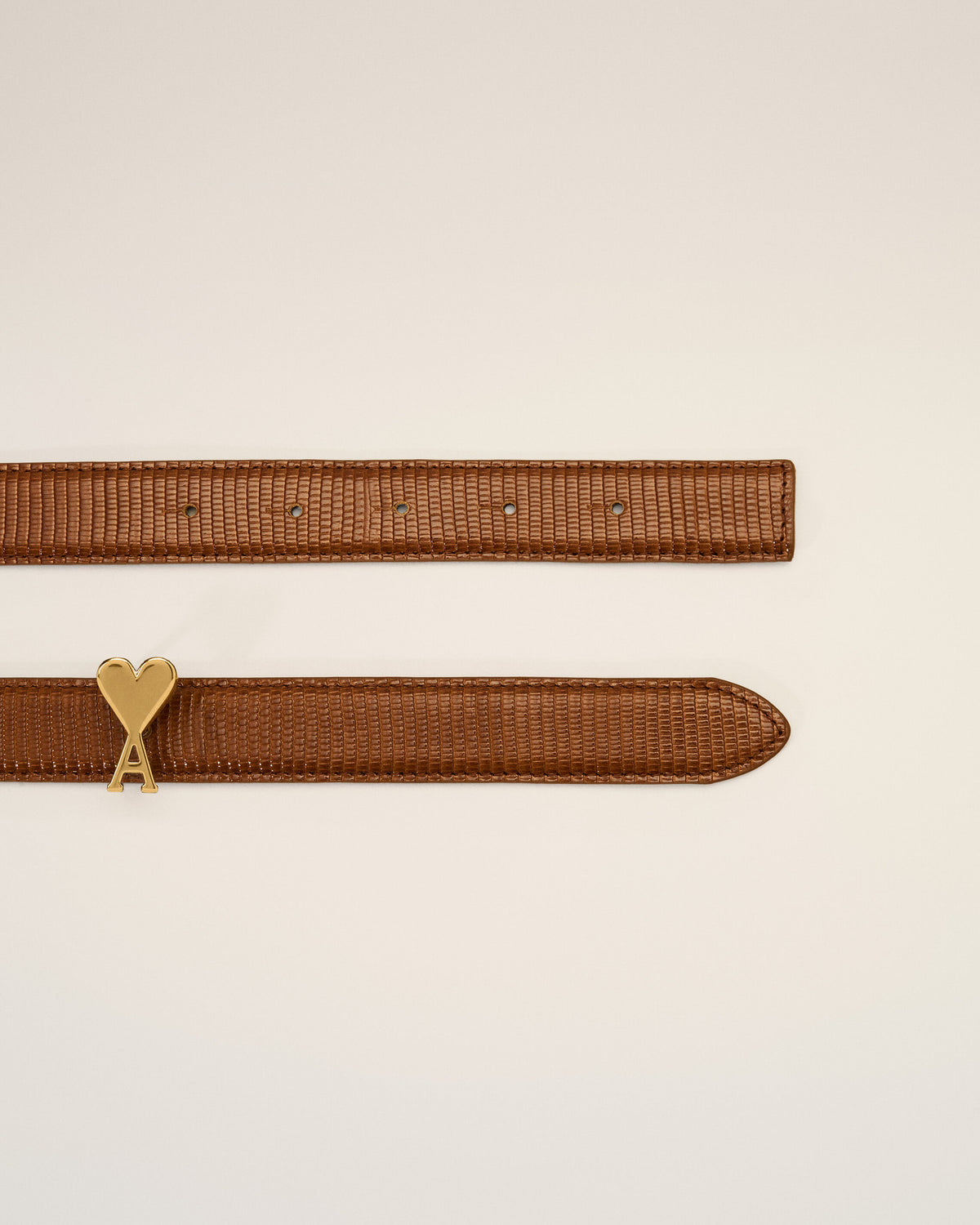 Ceinture lézard marron 25mm en cuir de vachette boucle Ami de Coeur - 2