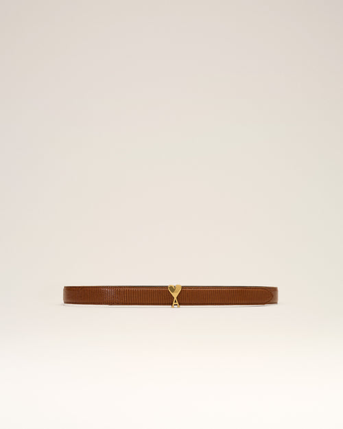 Ceinture lézard marron 25mm en cuir de vachette boucle Ami de Coeur - Femme - 3 - AMI Paris - Ami Paris