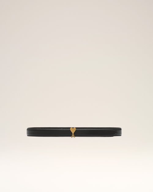 Black cowhide leather belt 25mm with Ami de Coeur buckle - 1 - Ami Paris