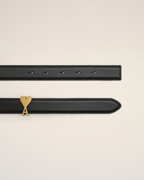 Black cowhide leather belt 25mm with Ami de Coeur buckle - 2 - Ami Paris