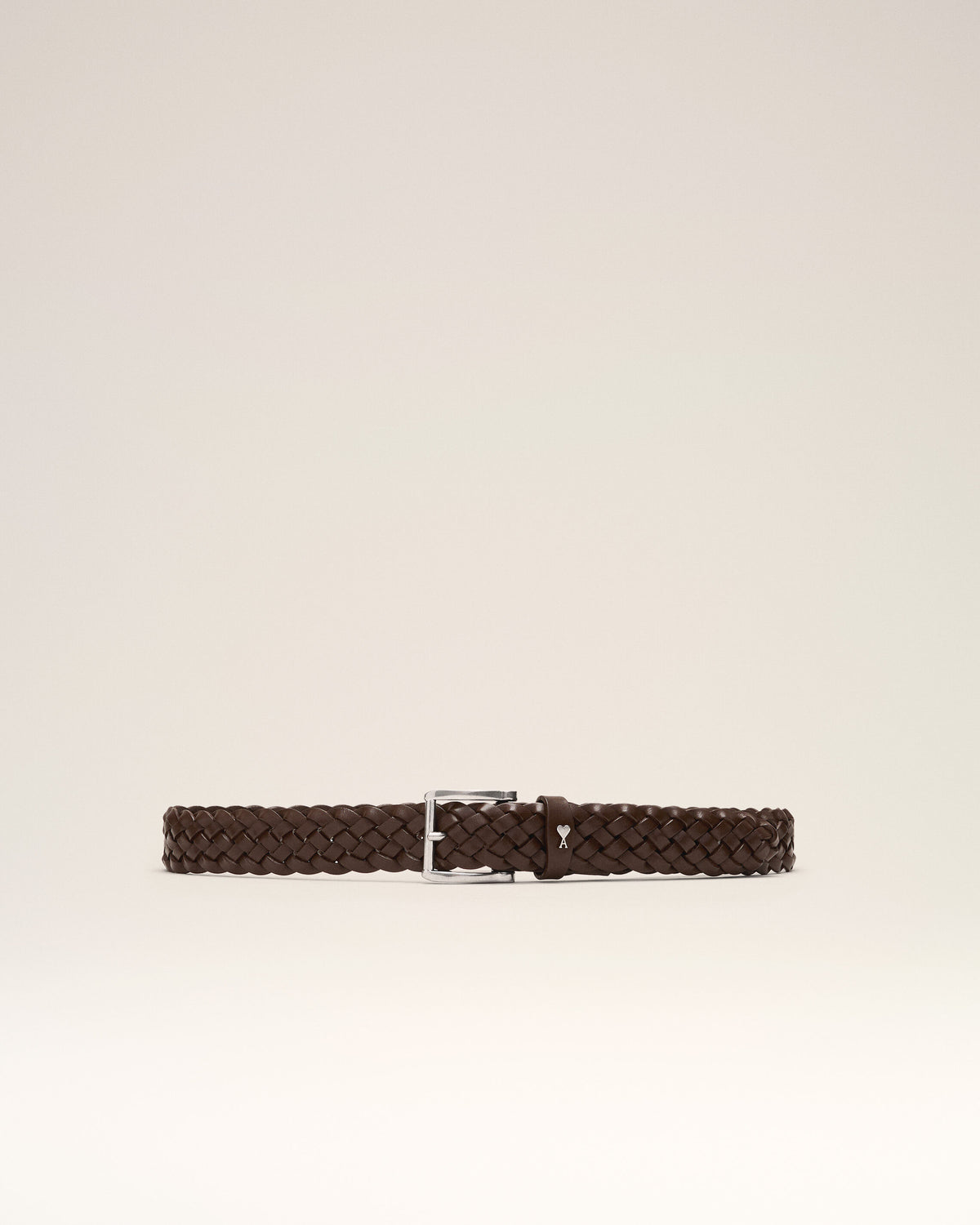 Brown braided Paris Paris cow leather belt 30mm - 1