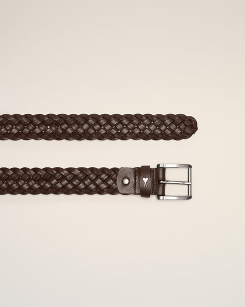                                    Brown braided Paris Paris cow leather belt 30mm - 3                                 - Ami Paris