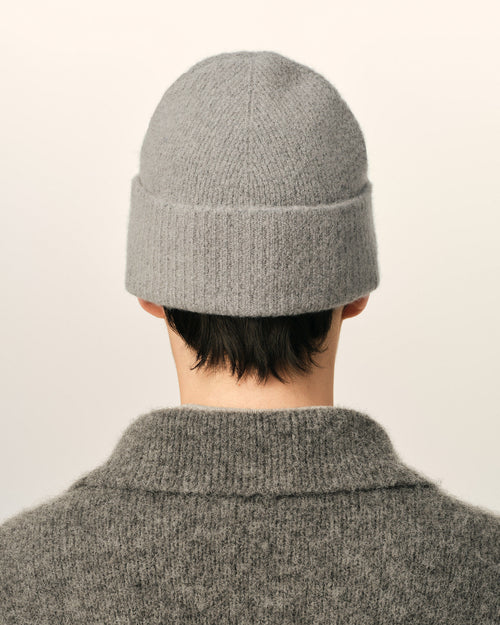 Grey alpaca beanie with Ami de Coeur - Man - 6 - AMI Paris - Ami Paris