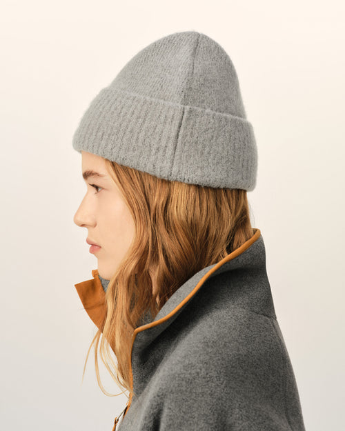 Grey alpaca beanie with Ami de Coeur - Woman - 11 - AMI Paris - Ami Paris