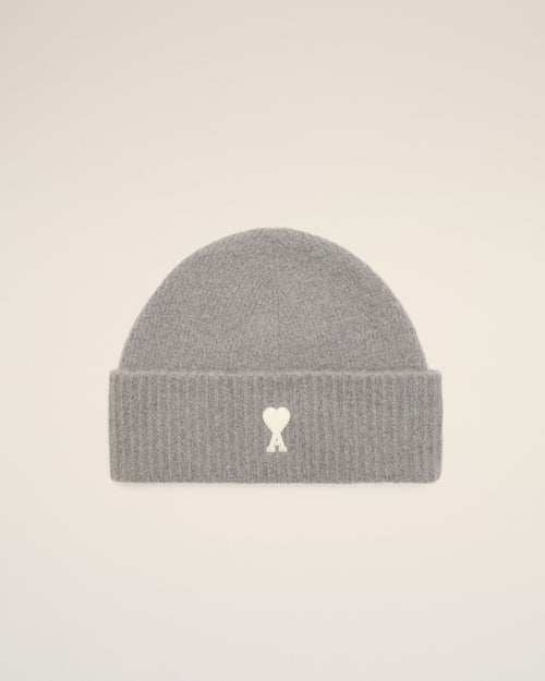 Grey alpaca beanie with Ami de Coeur - Man - 1 - AMI Paris - Ami Paris