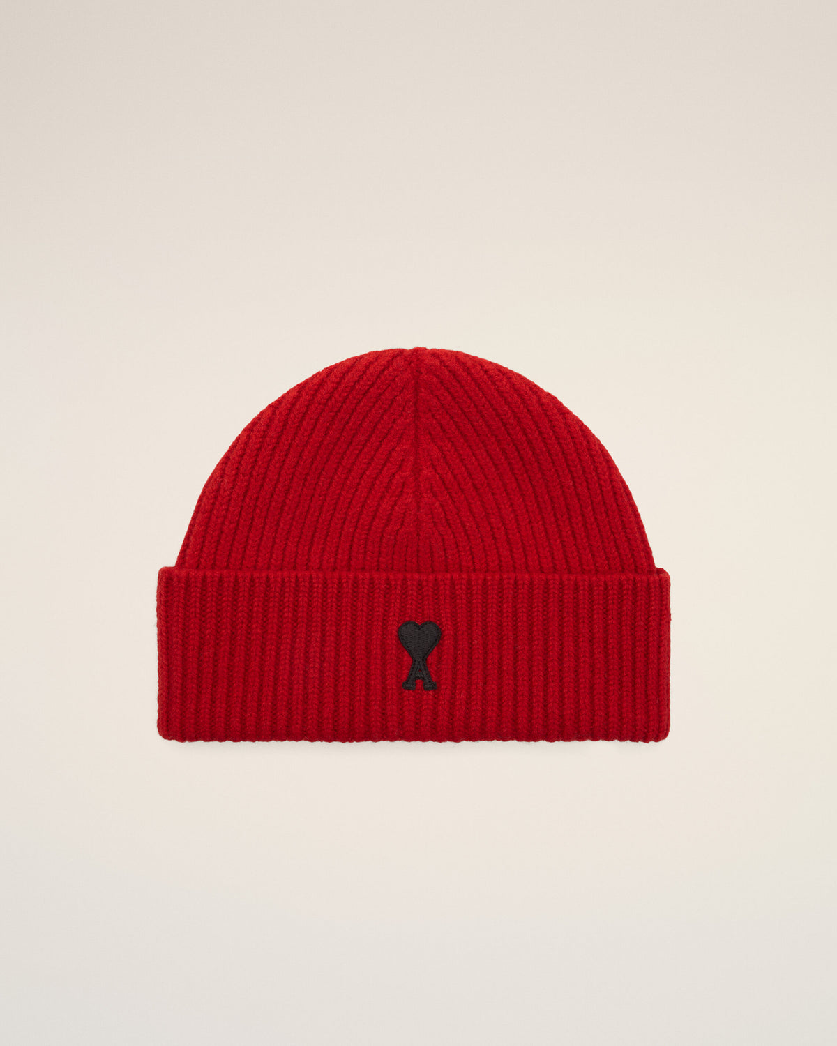 Red wool beanie with Ami de Coeur - 1