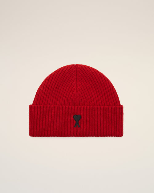 Bonnet rouge en laine Ami de Coeur - ROUGE RUBIS/ NOIR - Ami Paris