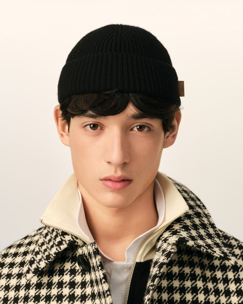 Black Wool Ami Leather Label Beanie - 2 - Ami Paris