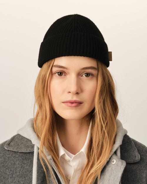                                     Black Wool Ami Leather Label Beanie - 3                                 - Ami Paris