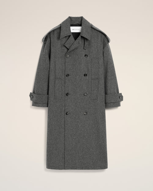 Grey wool trench coat - Man - 1 - AMI Paris - Ami Paris