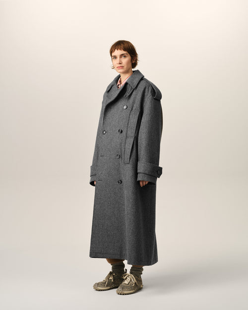 Grey wool trench coat - Woman - 13 - AMI Paris - Ami Paris