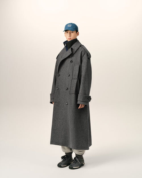 Grey wool trench coat - Man - 6 - AMI Paris - Ami Paris