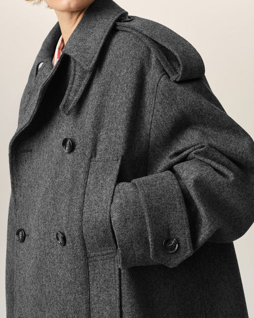 Grey wool trench coat - Woman - 11 - AMI Paris - Ami Paris
