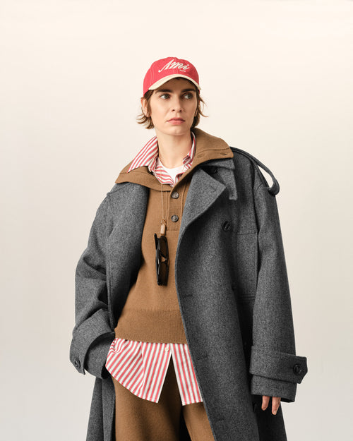 Grey wool trench coat - Woman - 10 - AMI Paris - Ami Paris