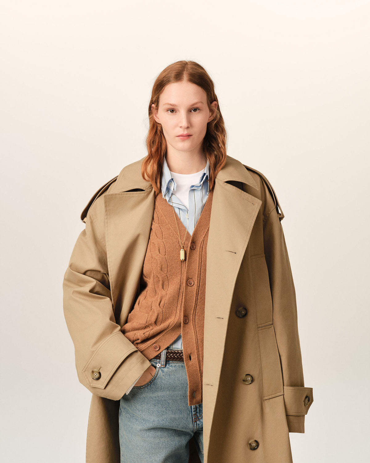 Trench coat beige de algodón - 10