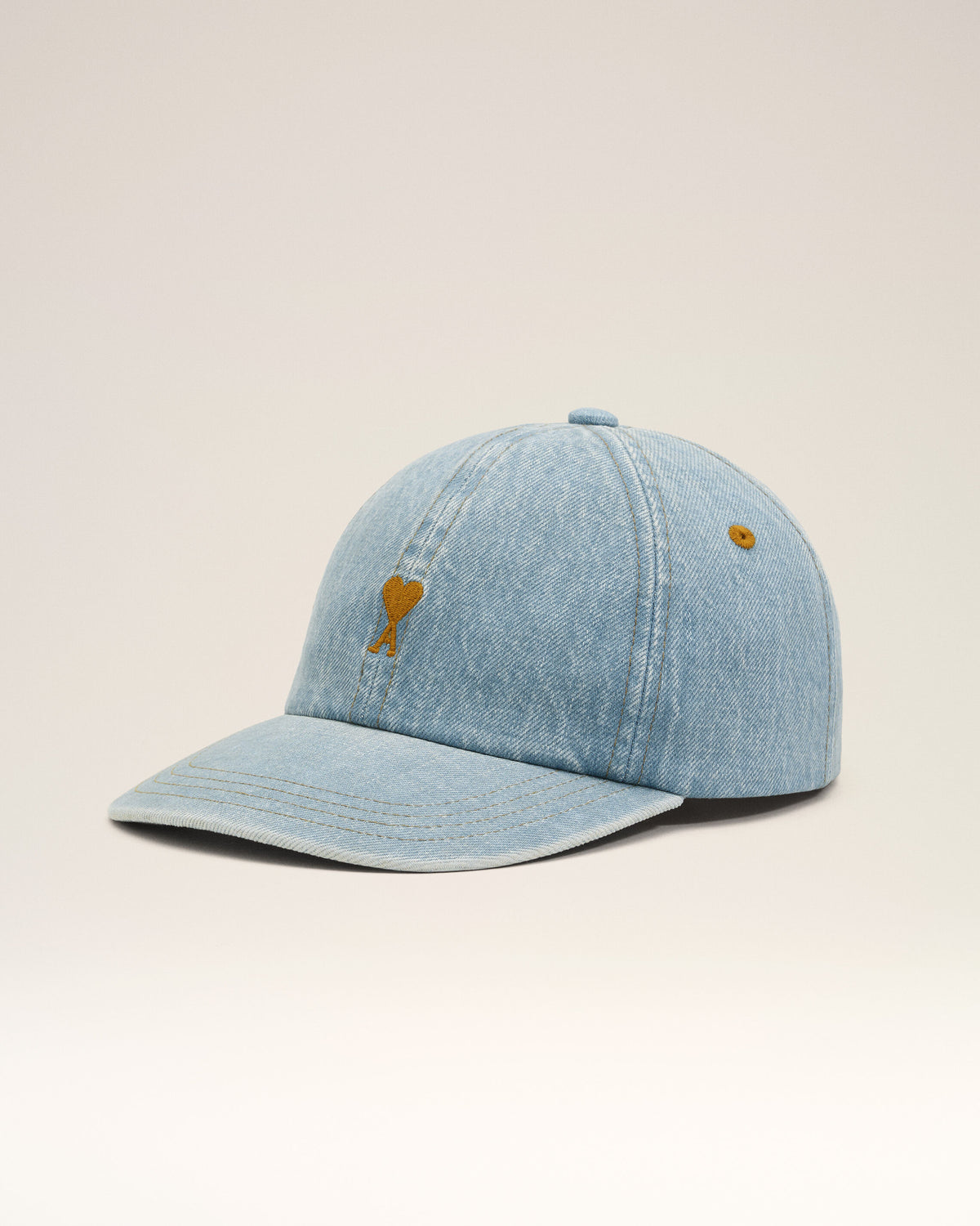 Blue denim cotton cap with Ami de Coeur - 1