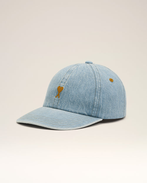 Blue denim cotton cap with Ami de Coeur - Man - 1 - AMI Paris - Ami Paris